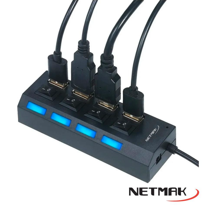 HUB USB a 4 puertos USB 2.0 con Switch NETMAK
