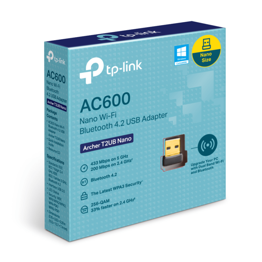 Receptor Usb Nano Wireless Wifi Ac600 Dual Band + Bluetooth 4.2 Tp-link
