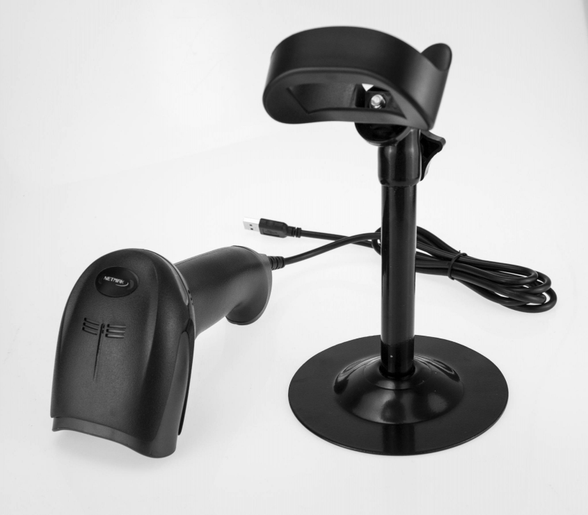 Lector de Codigo de barras Laser USB 1D CON SOPORTE PIE Netmak