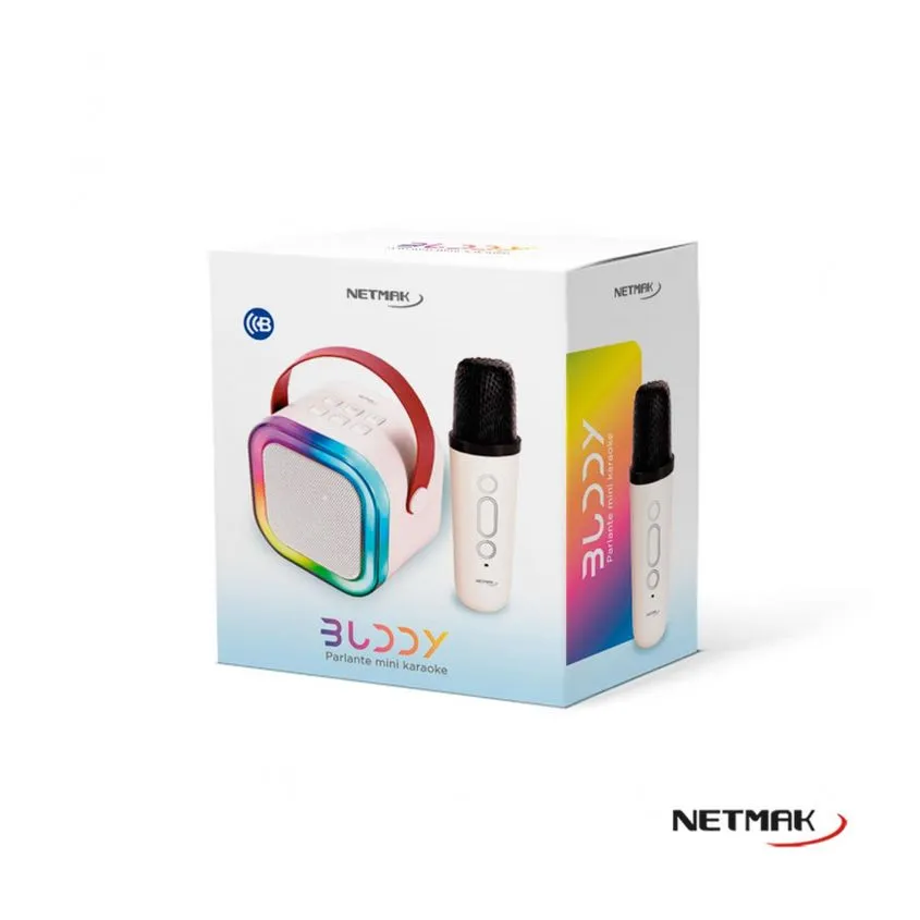 Mini Parlante Karaoke BT RGB Con Microfono Netmak Blanco