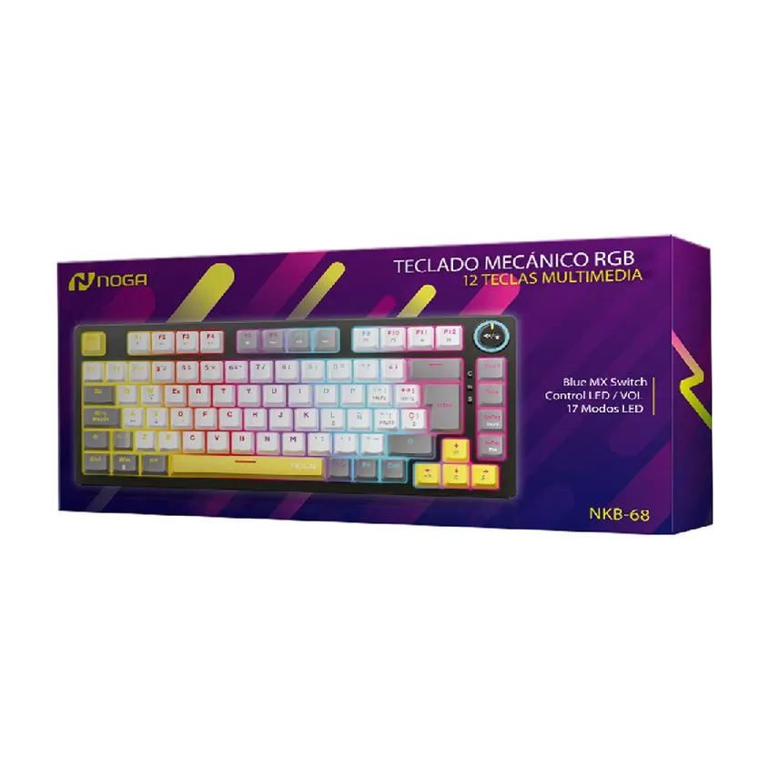 Teclado Mecanico Noga 65% Switch Blue RGB Negro Espanol Noganet