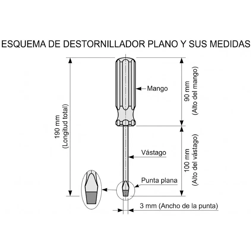Destornillador Plano 3x100mm Proskit 9SD-205A