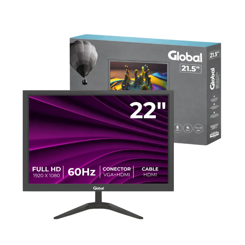 Monitor Global TN 21.5 Pulgadas FHD VGA + HDMI