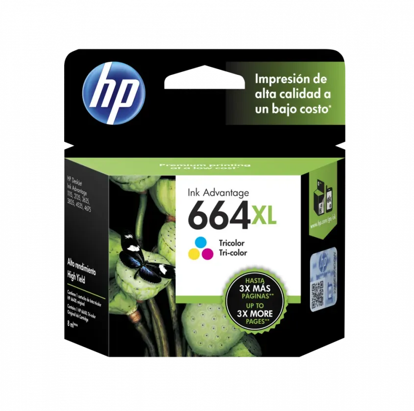 Cartucho de Tinta HP 664XL Original Color 8ml. F6V30AL