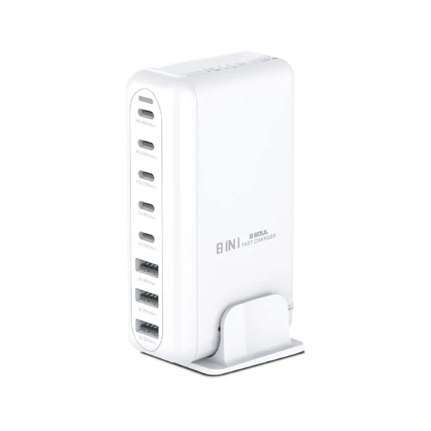 Estacion de Carga BLANCO 8 en 1 60W+22.5W Usb-C x5 Usb-A x3  Soul