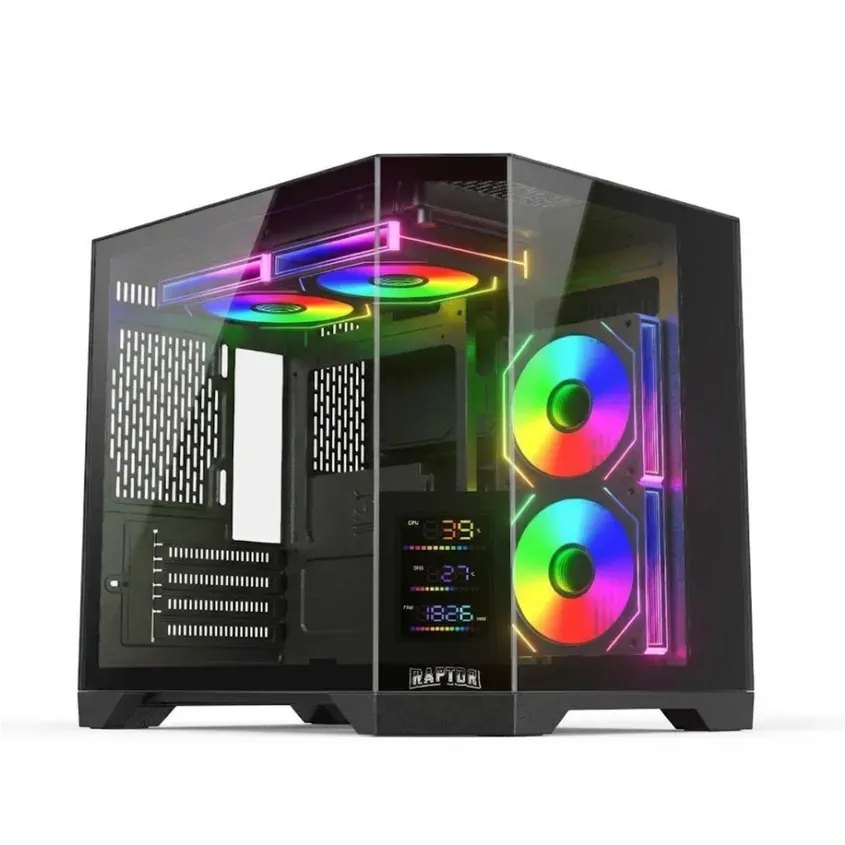 Gabinete Raptor Eclypse PRO TG x2 Mid-Tower ARGB Fan x4 c/display