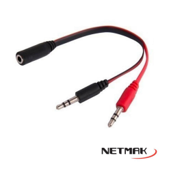 Adaptador Audio 3,5mm (h) a Mic (m) + Auricular (m) Netmak