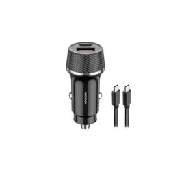Cargador p/Auto USB-C PD 30W + USB QC3.0 18W - Incluye cable Tipo-C