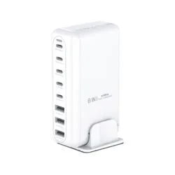 Estacion de Carga BLANCO 8 en 1 60W+22.5W Usb-C x5 Usb-A x3  Soul